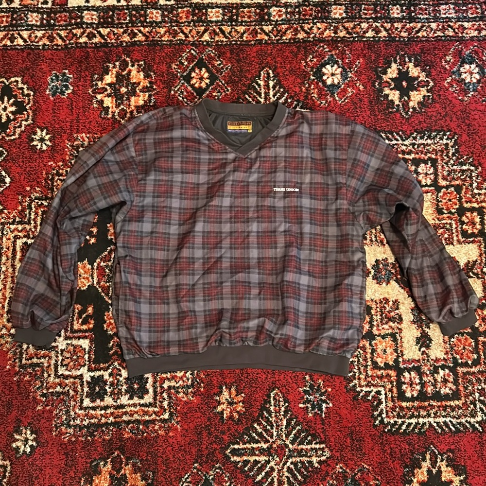 Vintage Forrester’s Outerwear Pullover‎ Pockets Plaid VNeck Trans Union